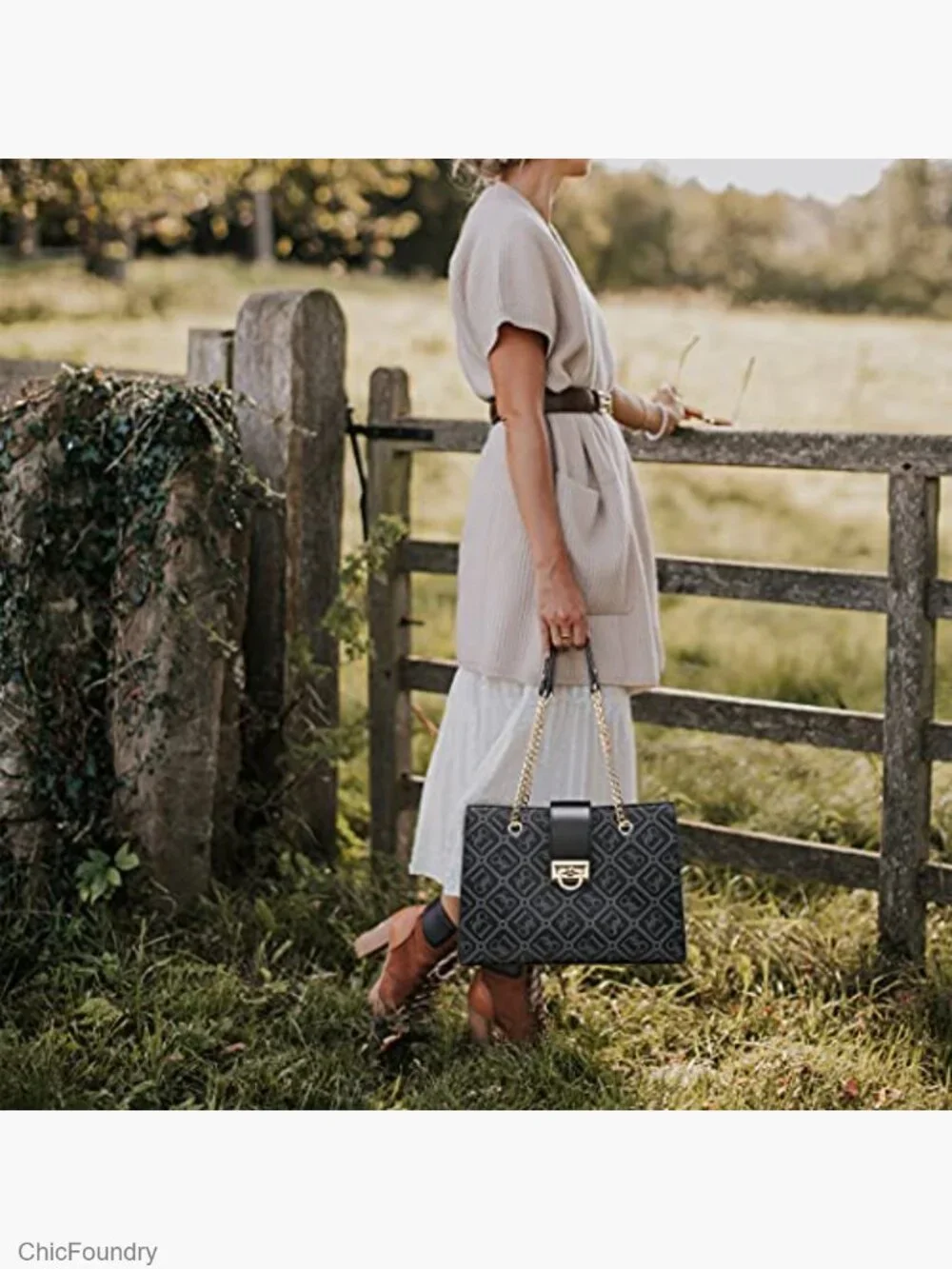 Faux Leather Satchel Tote Hobo Bag with Matching Clutch